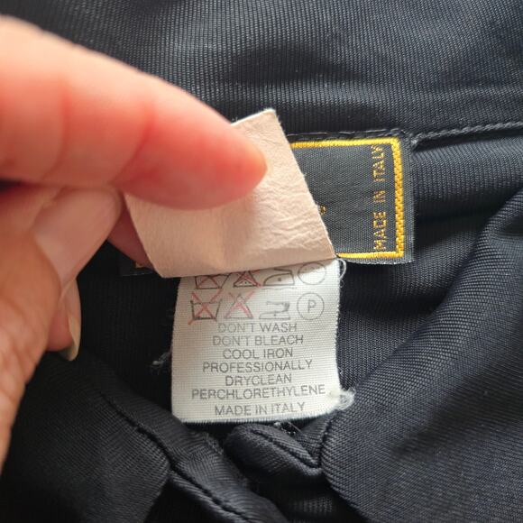 Vintage Fendi Polo Shirt Size 40/ M FF Logo Button Black Long Sleeve Cropped - Picture 5 of 8